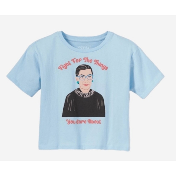 Rebel Girls Ruth Baker Ginsburg Shirt Sleeve Cropped Tshirt Blue Size XS - Picture 1 of 7